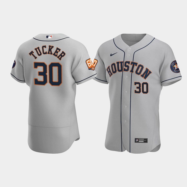 Men's Houston Astros #30 Kyle Tucker Grey 60th Anniversary Flex Base Stitched Baseball Jersey